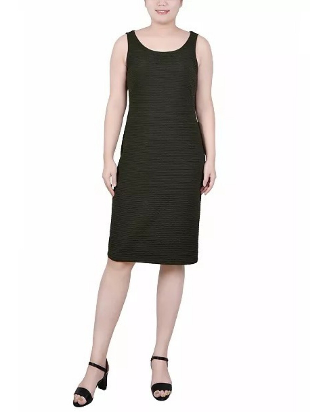 NY Collection Olive Green Textured Sleeveless Dress Plus Size 22W 22